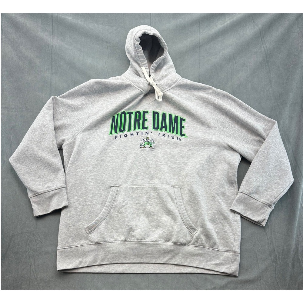 ProEdge Notre Dame Fighting Irish Hoodie Gray Embroidered Sweatshirt Mens 2XL
